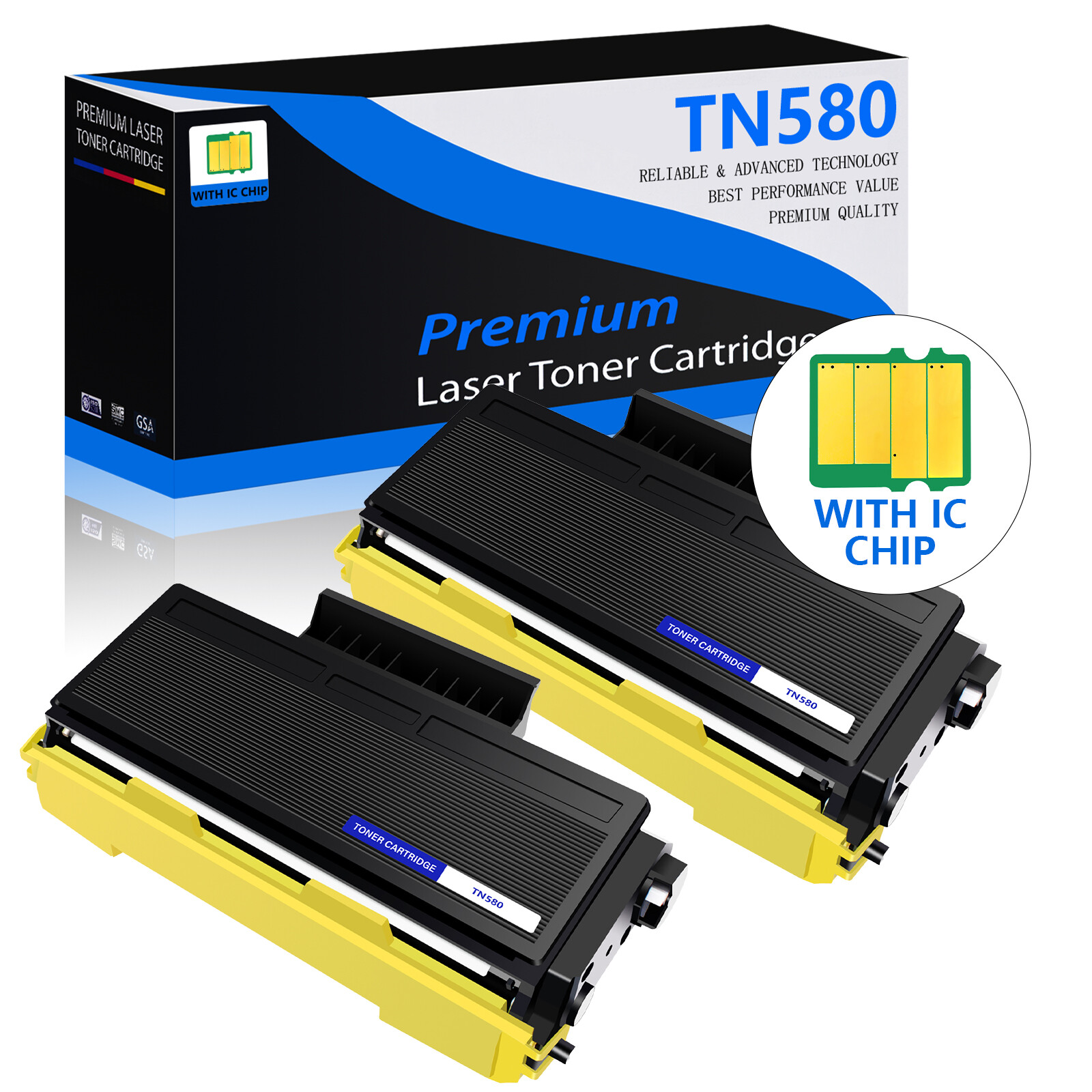 2PK TN580 Black High Yield Toner Cartridge for Brother  HL-5280 5280DW 5250DNT