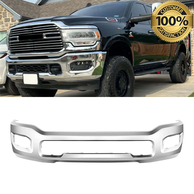 For 2019-2024 Ram 2500 3500 Chrome Steel Front Bumper Face Bar w/ Fog Light Hole
