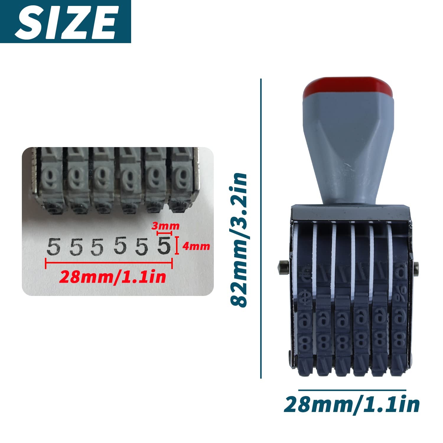 6 Digit Number Roller Stamps - Small Changeable Date Stamp Personalized Numbe...