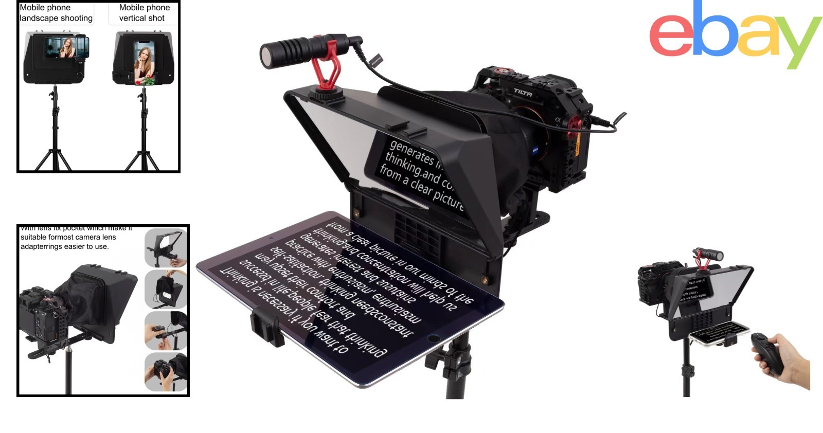 High Definition Teleprompter for Interviews and Speeches with Wireless Remote