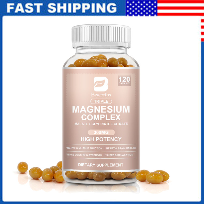 Magnesium Complex Capsules Natural Anti Anxiety & Stress Relief Supplement 300mg