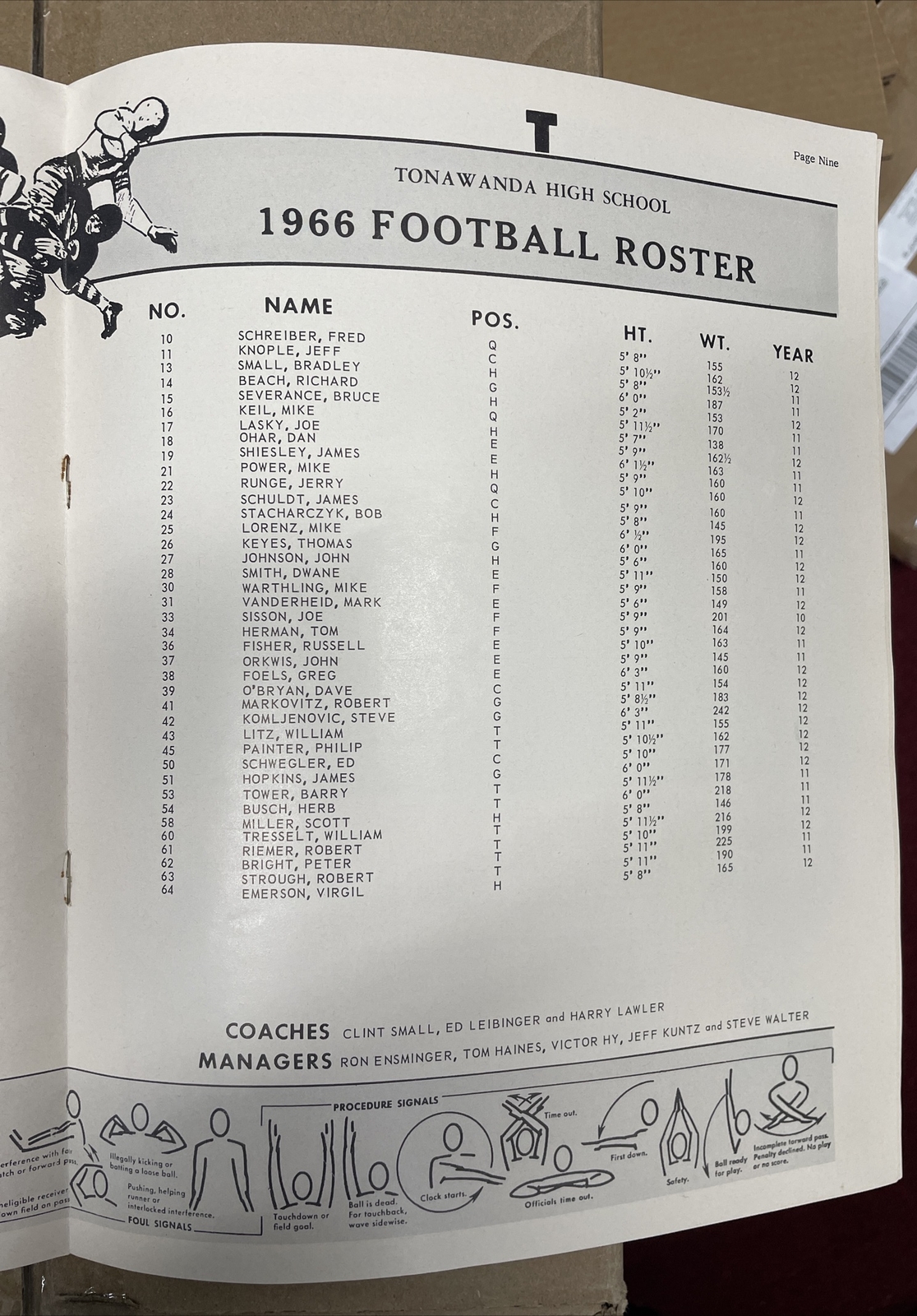 RARE 1966 North Tonawanda vs Tonawanda Football Program EXCHANGE STUDENT PROGRAM
