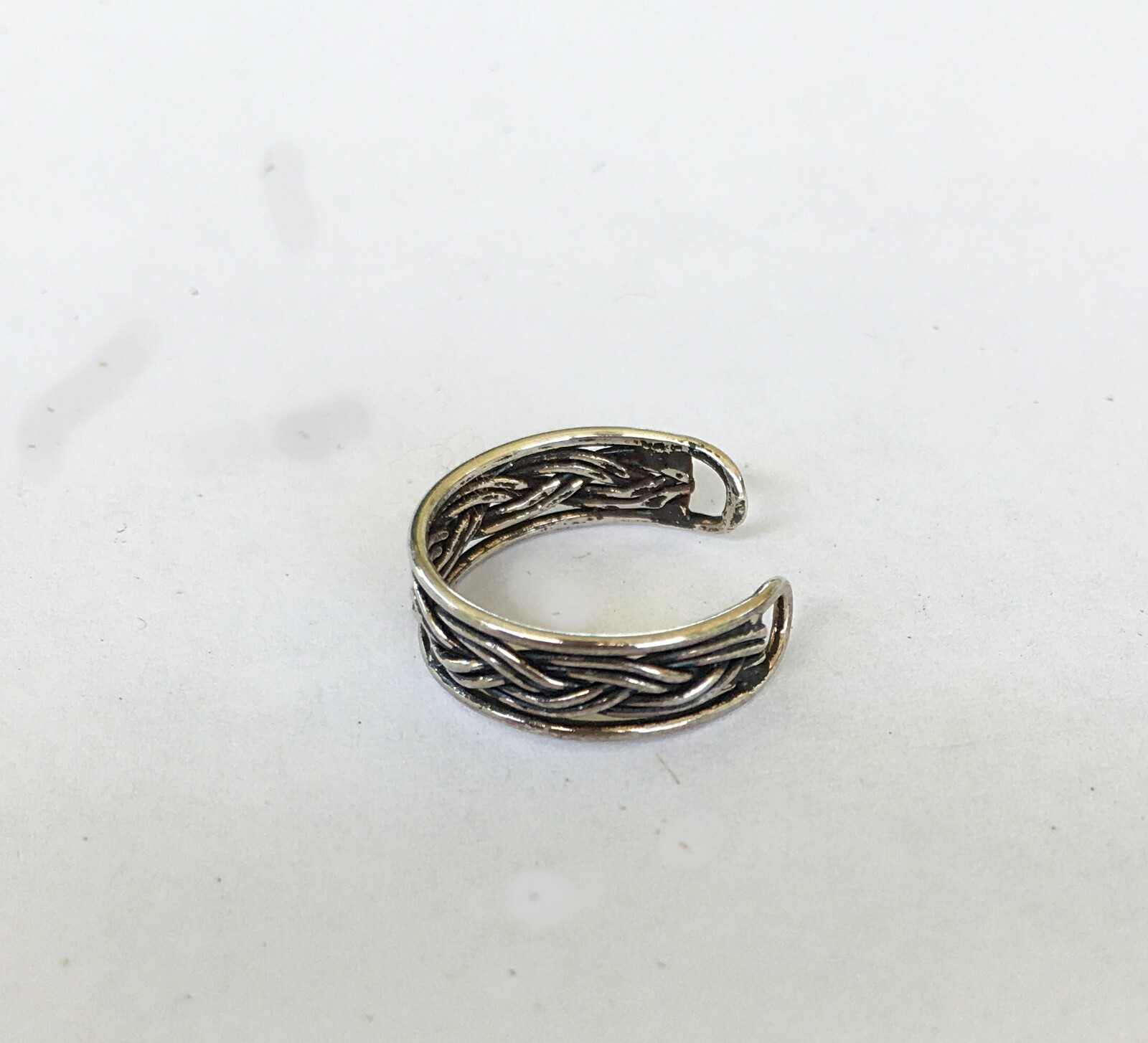 Sterling Silver filigree Weave size small 1-2.5 adjustable toe ring