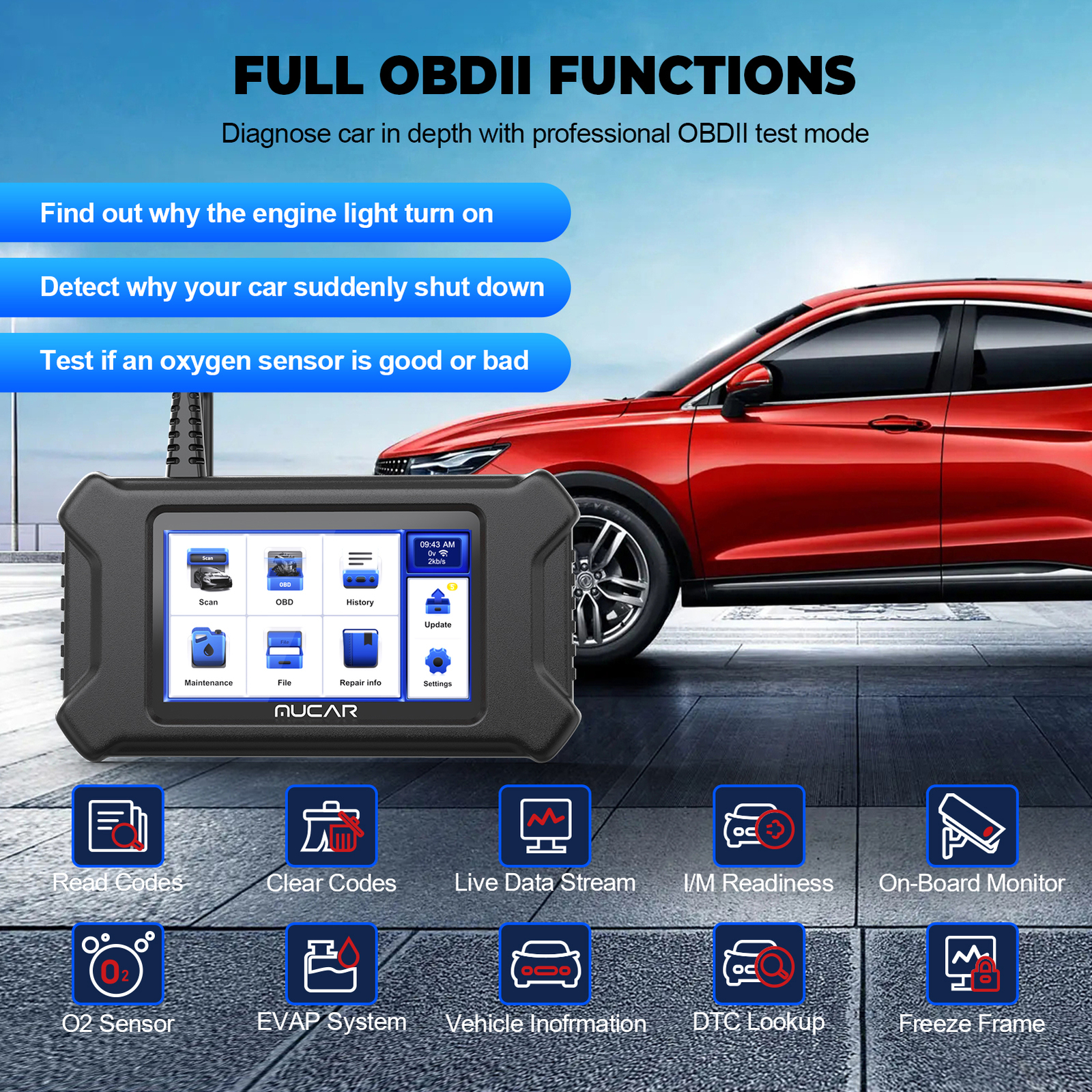 2026 MUCAR CS6 OBD2 Scanner Engine ABS SRS Code Reader Car Diagnostic Tool Oil