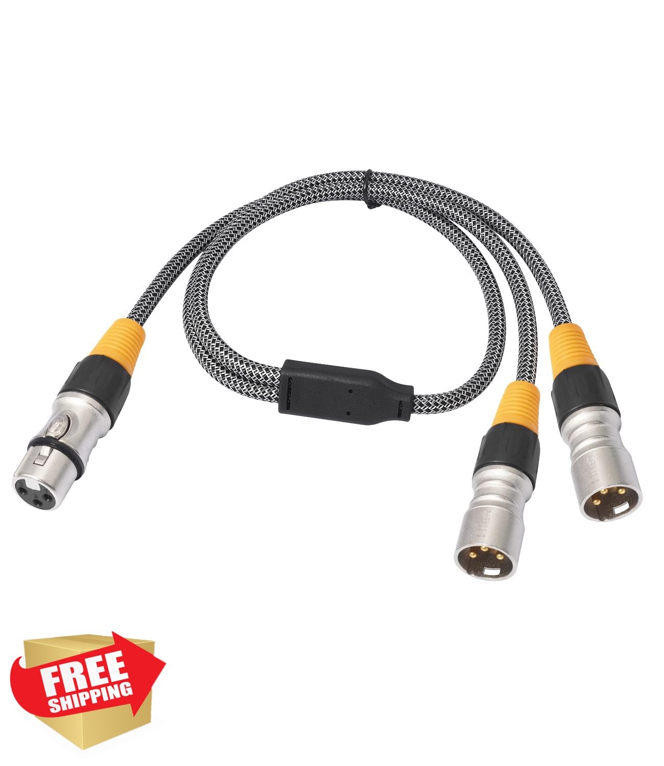 HiCHN XLR Y Style 1 Female to Dual Male 2 Feet Convert Balanced Mic Splitter ...