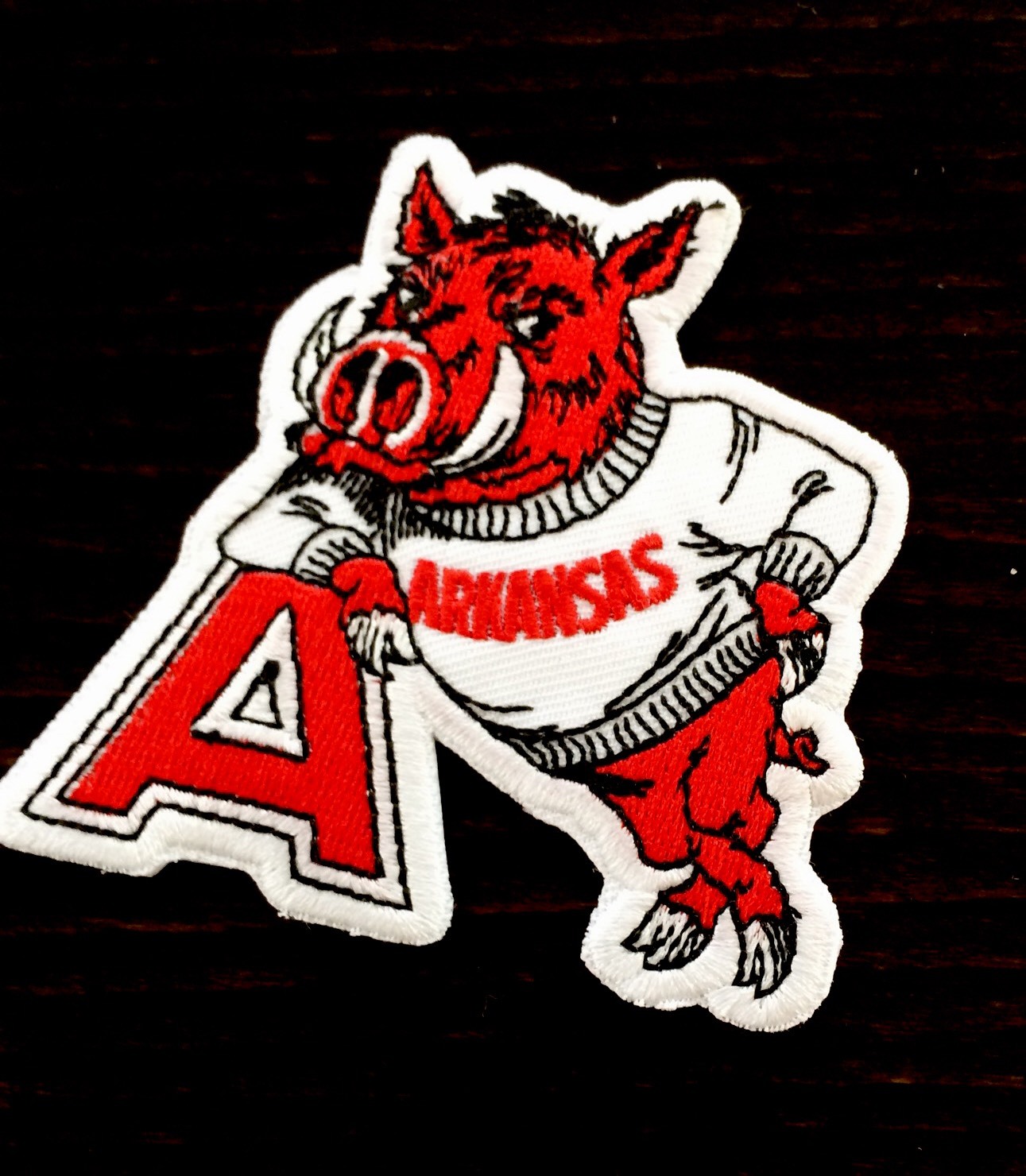 Arkansas Razorbacks Vintage Embroidered Iron On Patch (RARE)  3"x 3" WOW!!