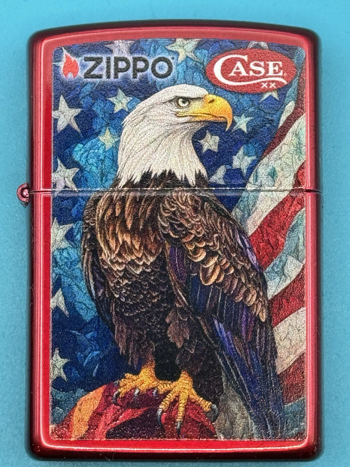 Case Knives Bald Eagle Candy Apple Red Zippo Lighter NEW