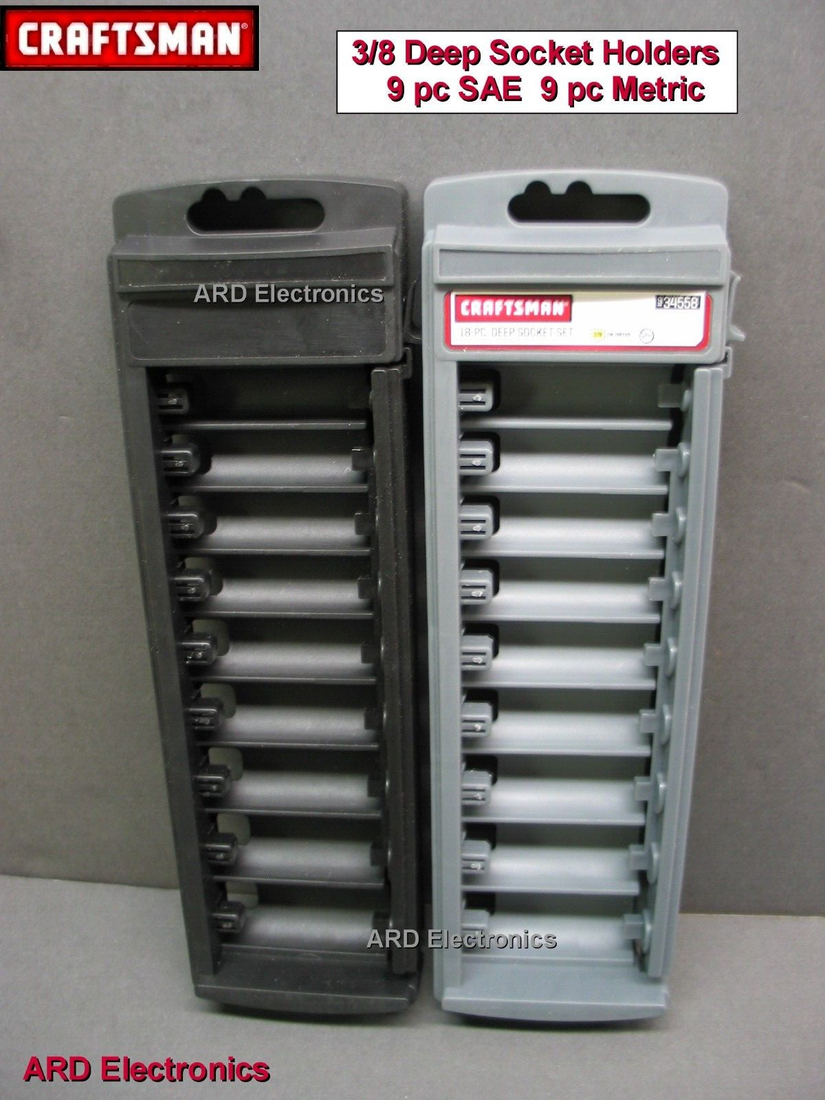 Craftsman Empty Cases  9 pc SAE + 9 pc MM Deep 3/8 Drive Socket Set Cases NEW 18