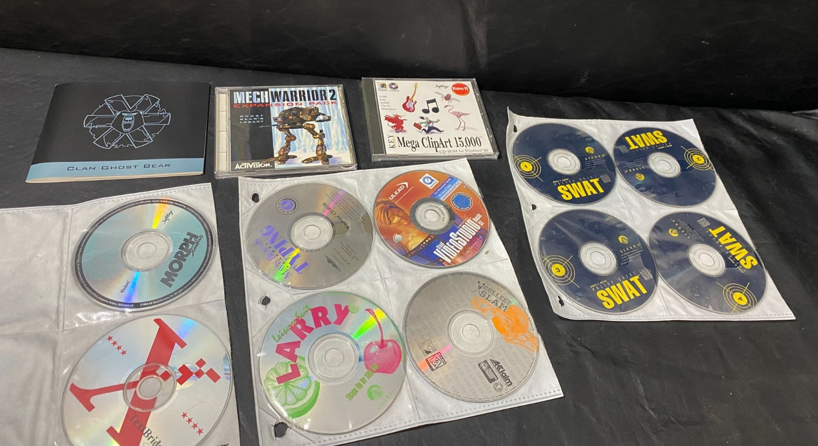 vintage PC CDrom games and apps SWAT Mega Clipart MechWarrior expansion Larry +