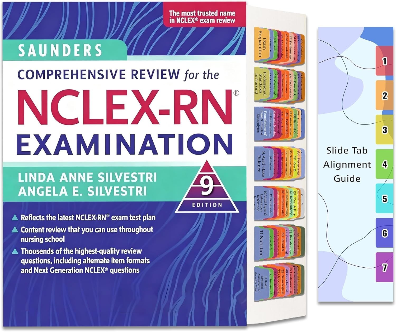 NCLEX-RN 9th Ed Binder Tabs Saunders Review 72 Printed Markers