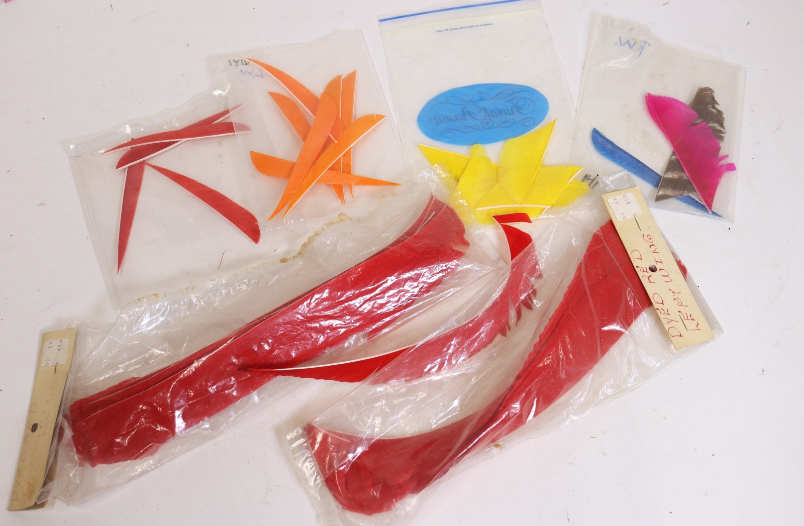Lot of Vintage Dyed Natural Feather Fletchings