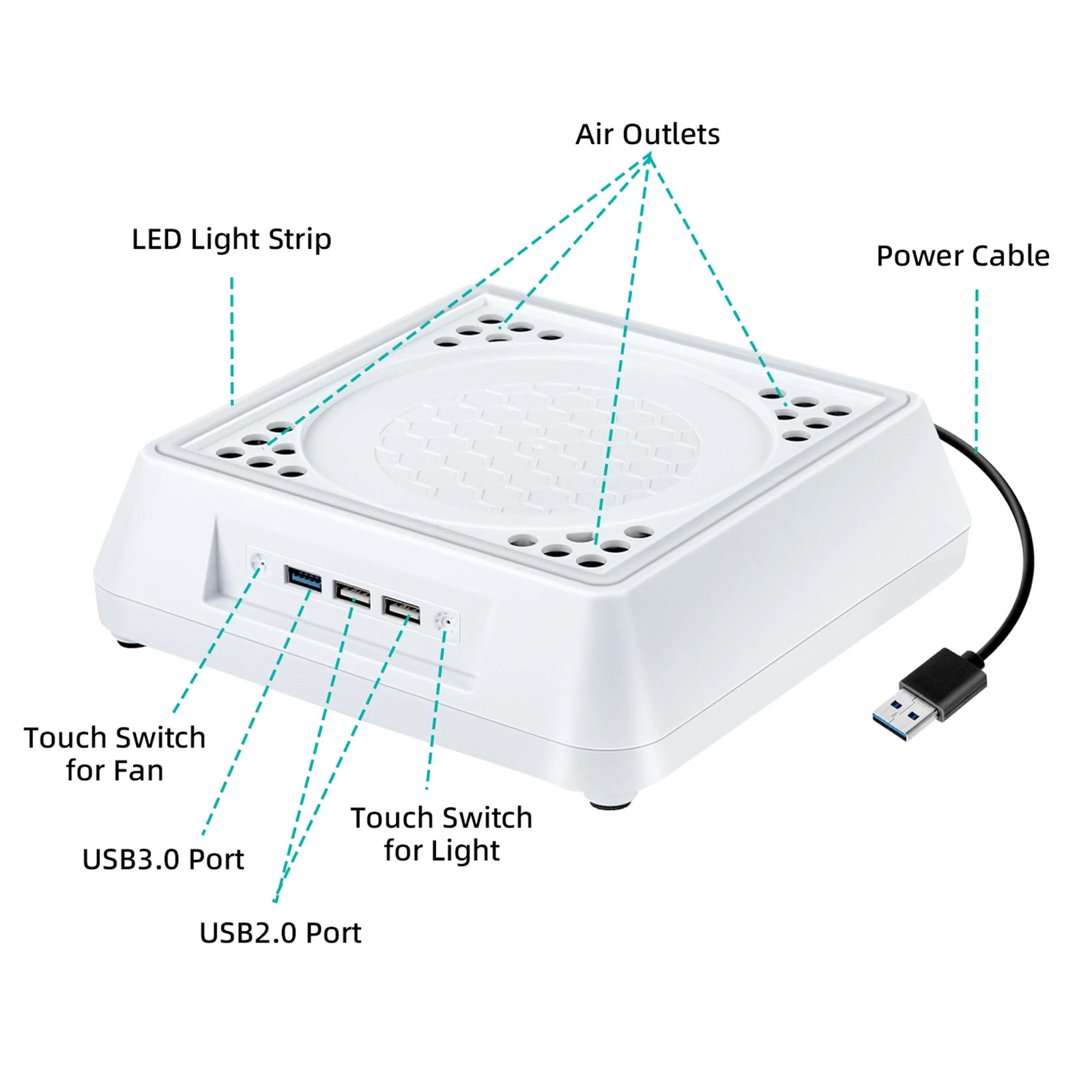 Stand with LED Lighting & Indicator for Xbox Series X Console - White