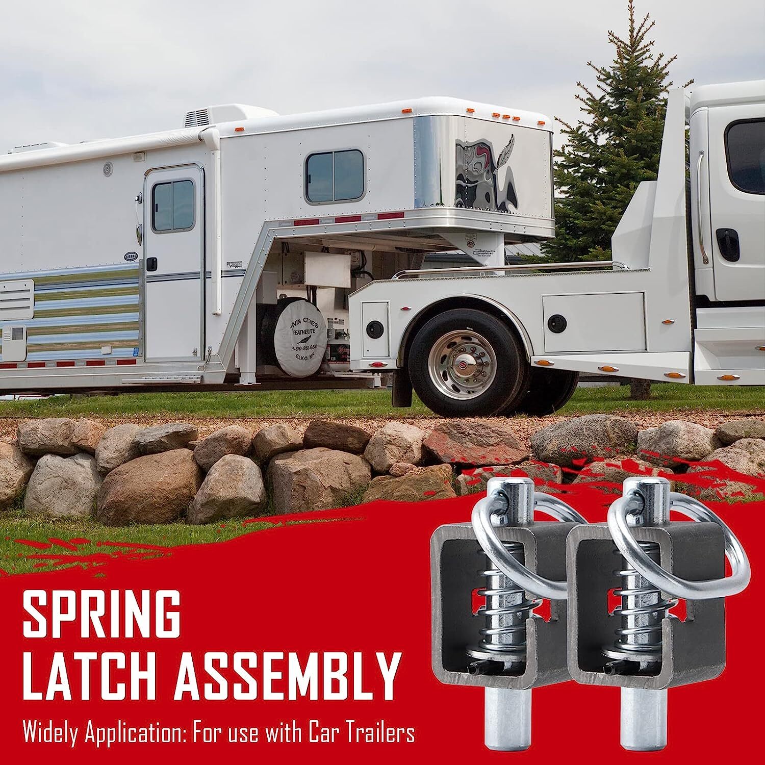 2PCS Weld-On Spring Pin Latch Lock Assembly for Utility Trailer Tail Gate Loaded
