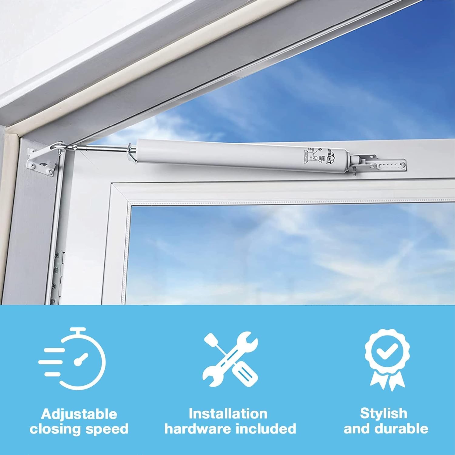 Wright Products Pneumatic Screen & Storm Door Closer, Adjustable, White
