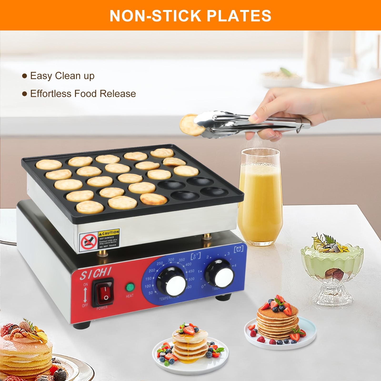 Mini Pancake Maker Machine with 550℉Heating and Timer Control, 25PCS Electric...