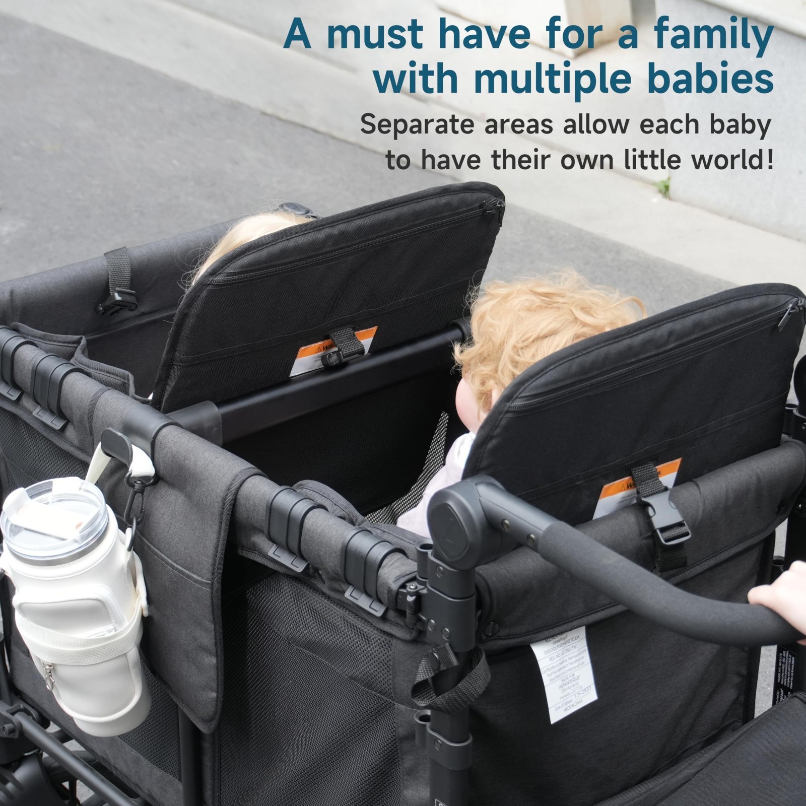 Stroller Wagon Support Bar for 4-Seater, Forward-Facing Bus-Style Seating, Easy