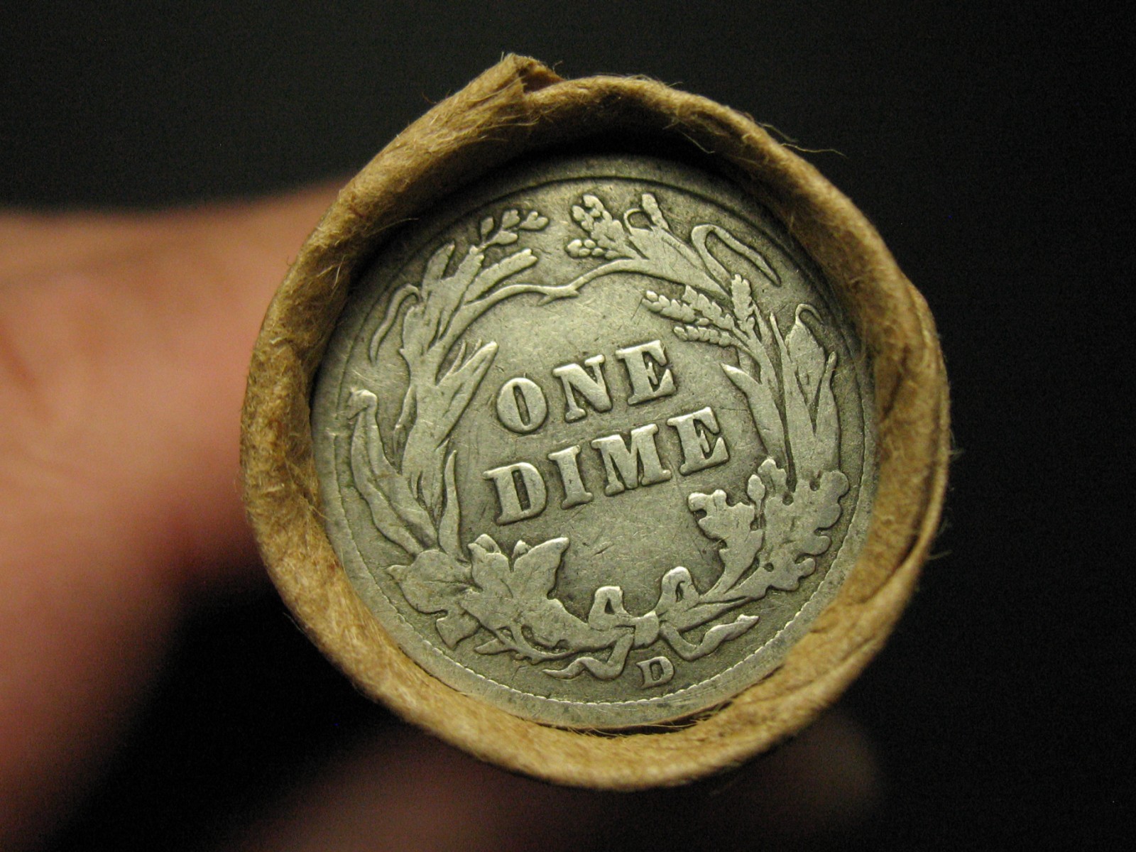 OLD COPPER WHEAT ROLL! SILVER BARBER DIME & VF+ 1889 INDIAN END COINS LOT 6in