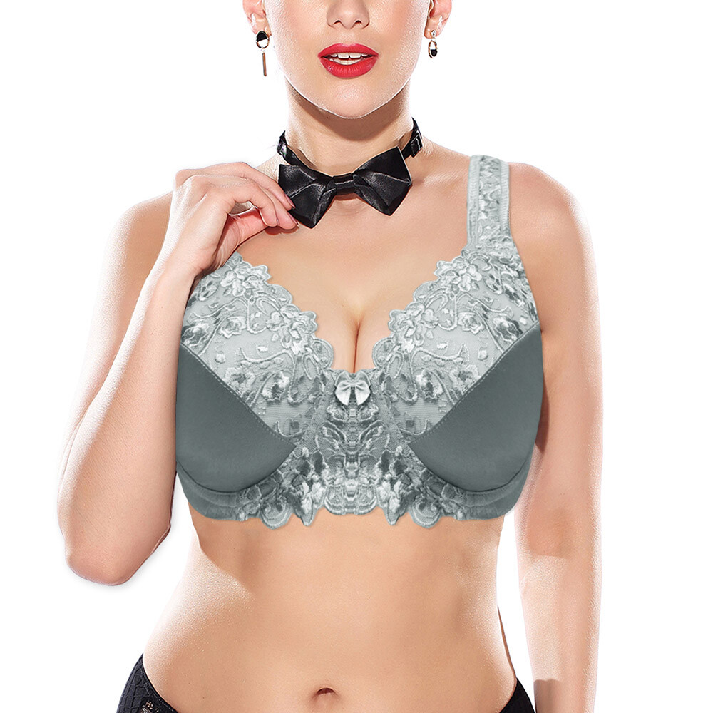 White Bra Ladies Satin & Lace Underwired Firm Control Plus Size Large Full Cup