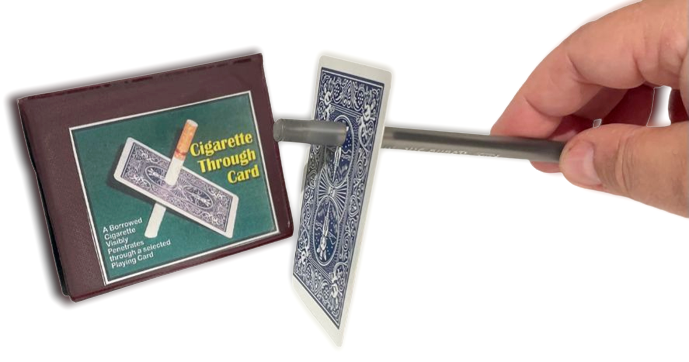 PEN CIGARETTE THROUGH CARD Close Up Bar Magic Trick Bicycle Playing Penetration
