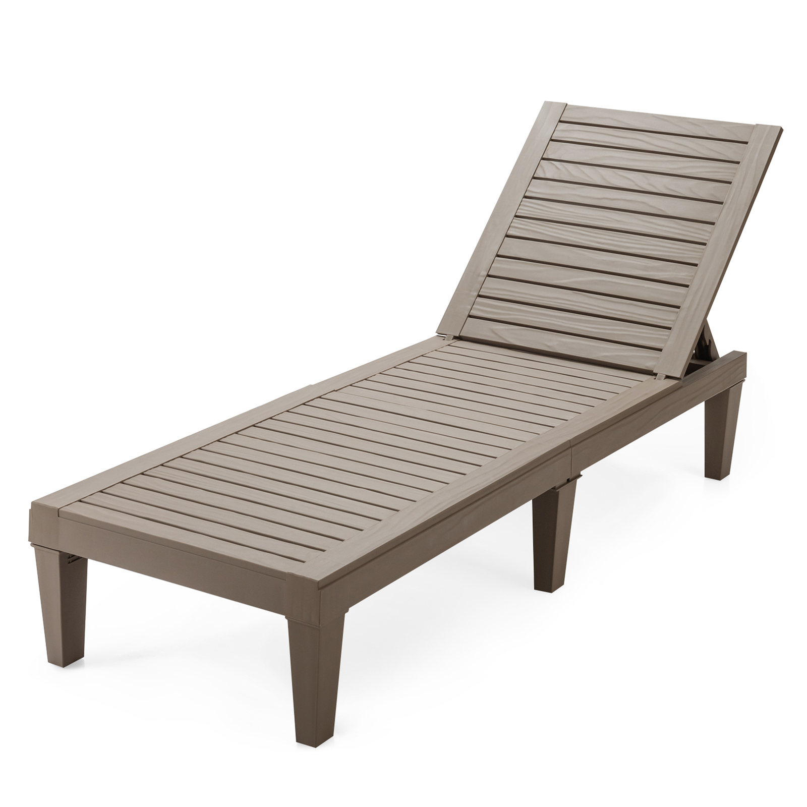 Set of 2 Patio Outdoor Chaise Lounge Chair Recliner w/ Adjustable Backrest Brown