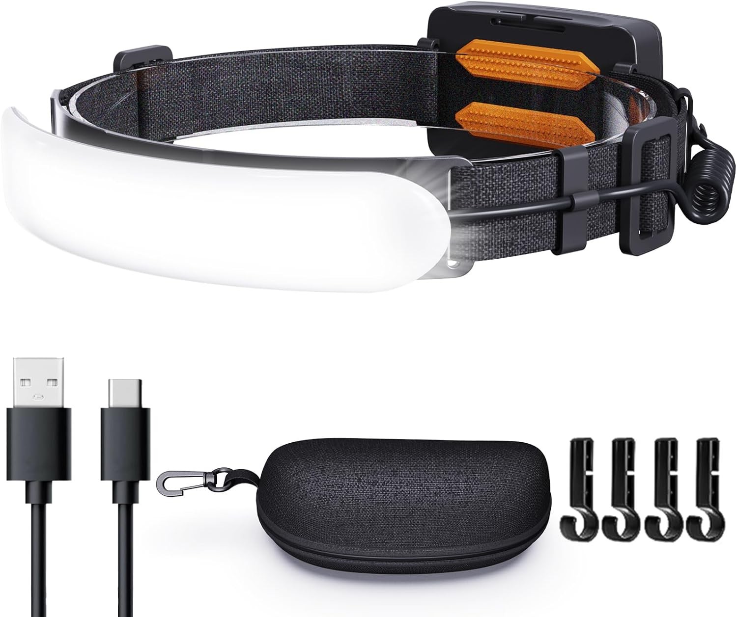Headlamp Rechargeable PRO+,7500mAh 1500 Lumen Super Bright 230°Beam LED Head ...