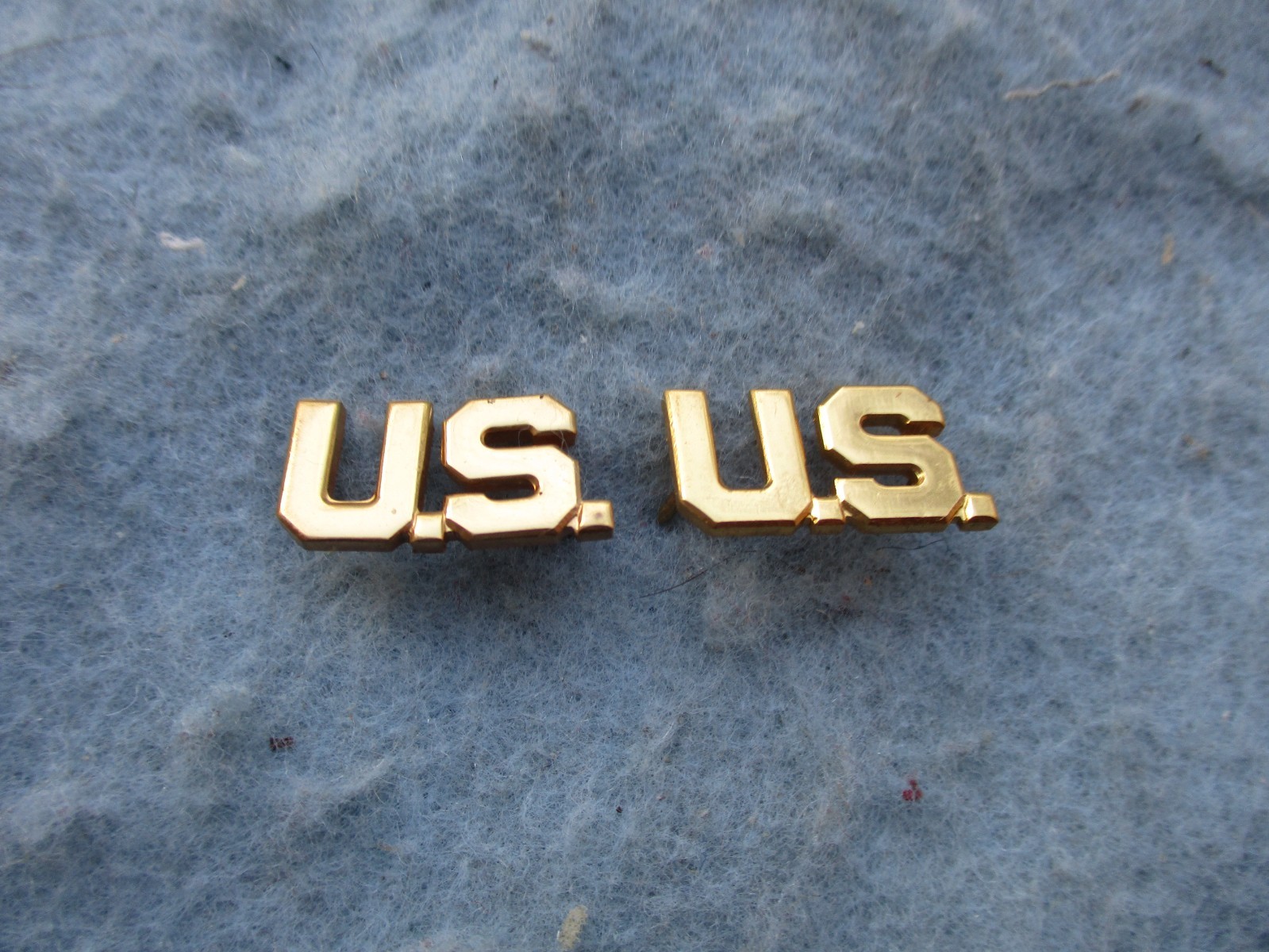 WWII Army Officer US Collar Insignia Pair Army Air Force Smooth Clutches WW2