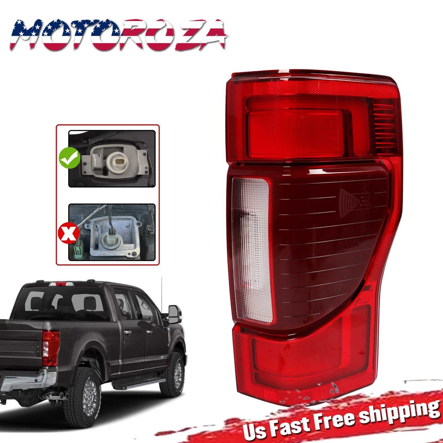 Right LED Tail Light Lamp W/Blind Spot For Ford F250 F350 Super Duty 2020-2022
