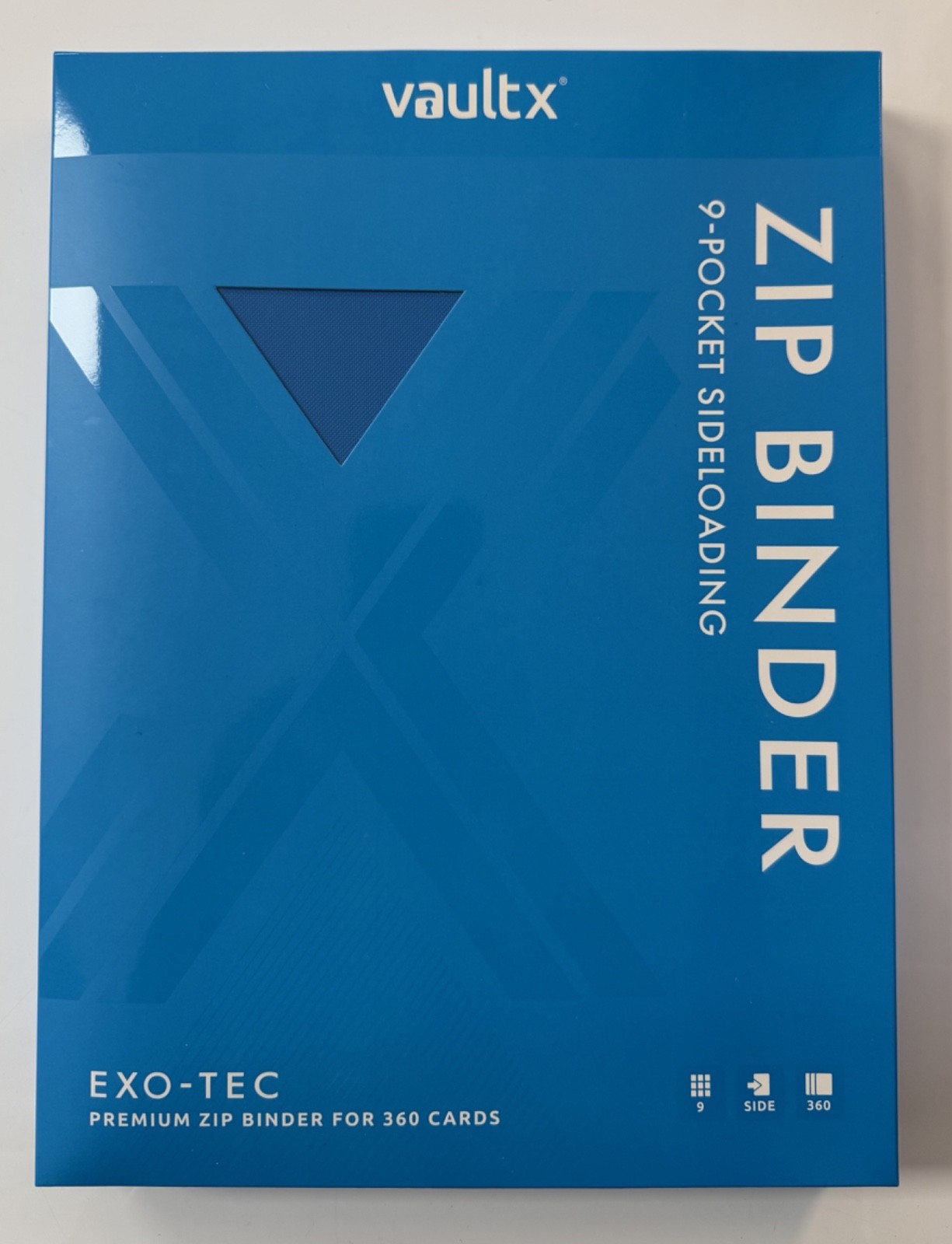 Vault X - 9 Pocket Sideloading Exo-Tec Premium Zip Binder - Neon Blue - New