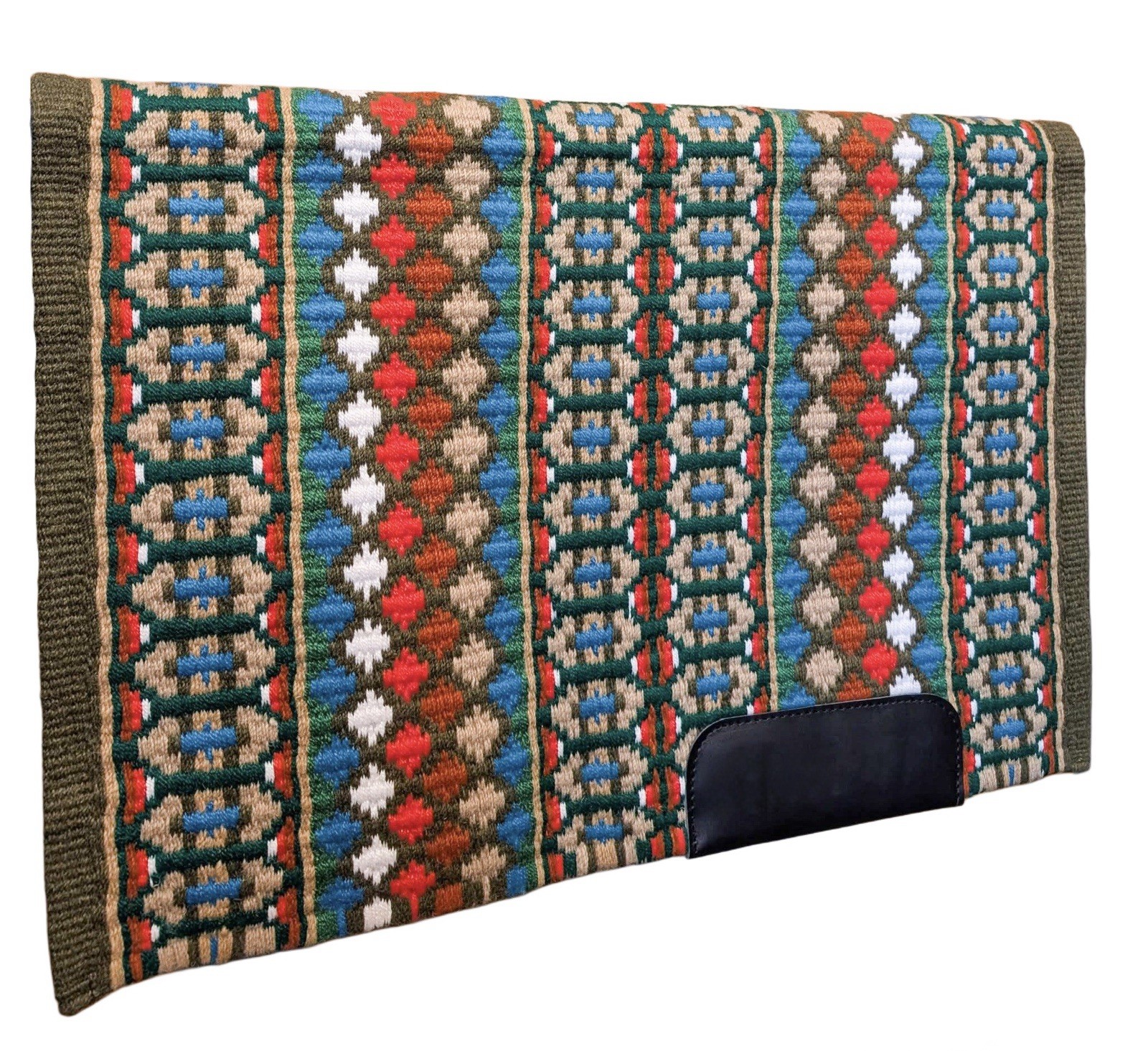 Green Red Orng Black&white western Show wool saddle blanket Oversized 34*42