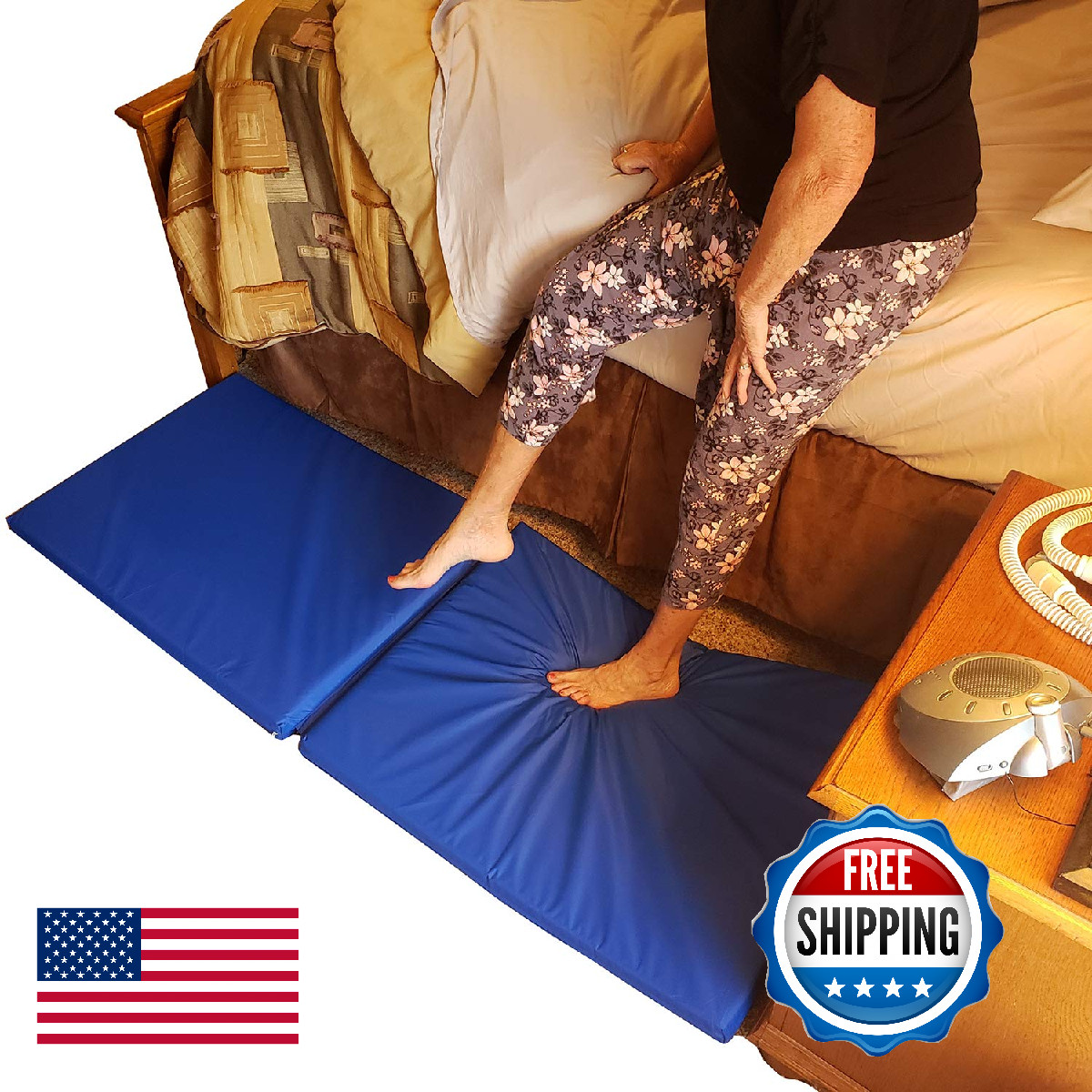 Roscoe Medical Fall Mat Bedside Fall Floor Mat Safety Protection Folding Vinyl F