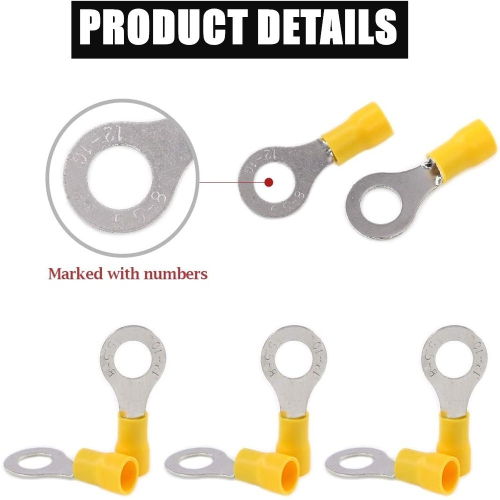 30PCS Pre-insulated Crimp Wire Connectors 5/16" Eyelet Ring Terminals RV5.5-8