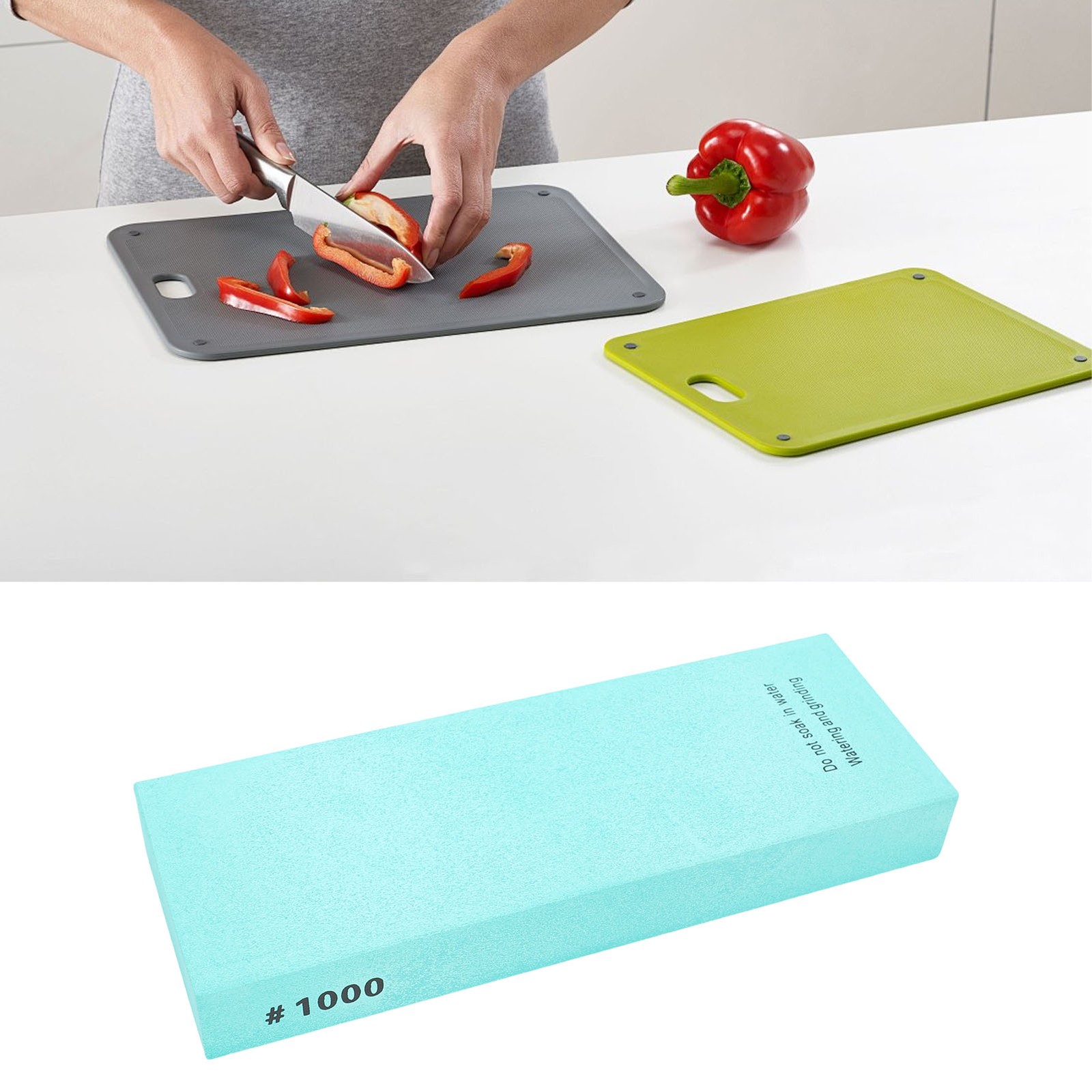 Knife Sharpening Stone Dual Side Grit With Anti Slip Silicone Base For Kitchen