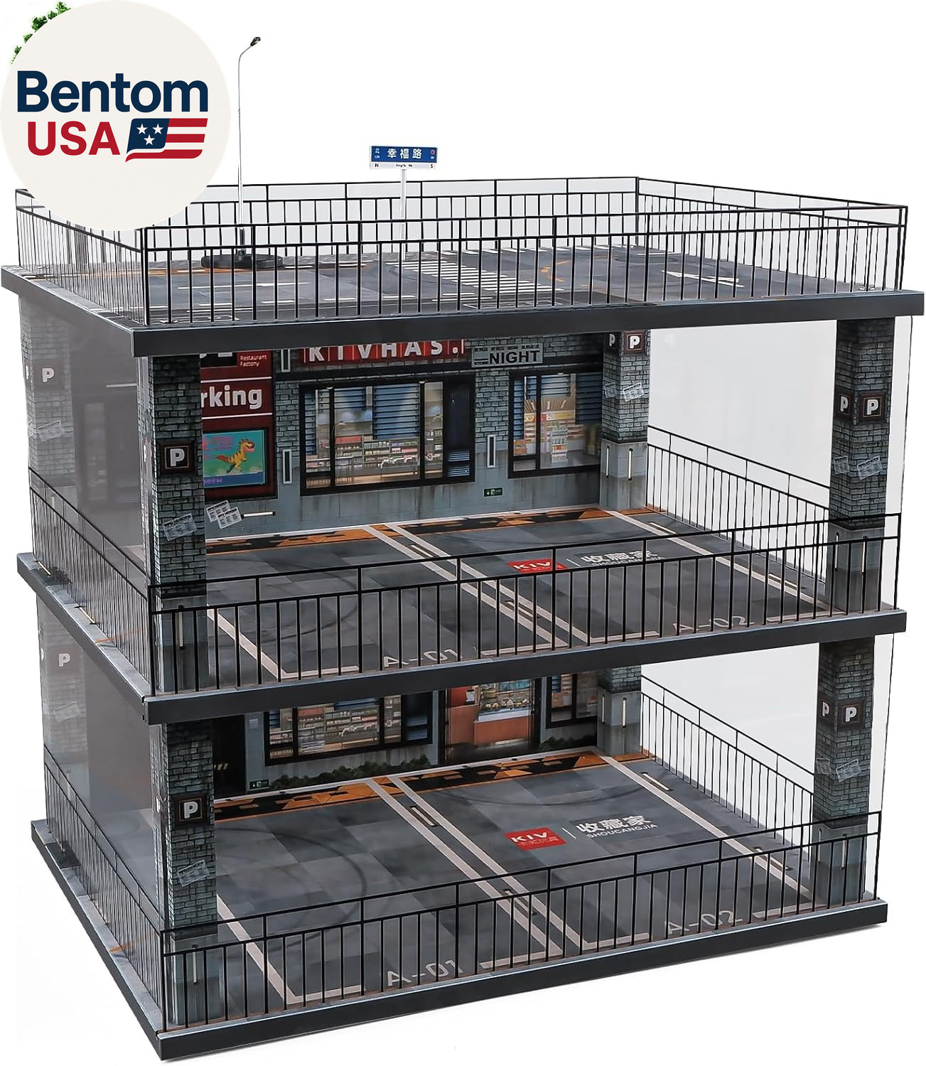 1:18 Scale Diecast Model Car Display Case Cabinet with USB Lights and Dust Cover