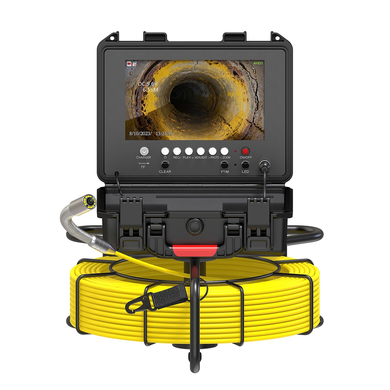 Sewer Camera DVR Pipe Inspection Camera with 512hz Self-leveling Borescope 100ft