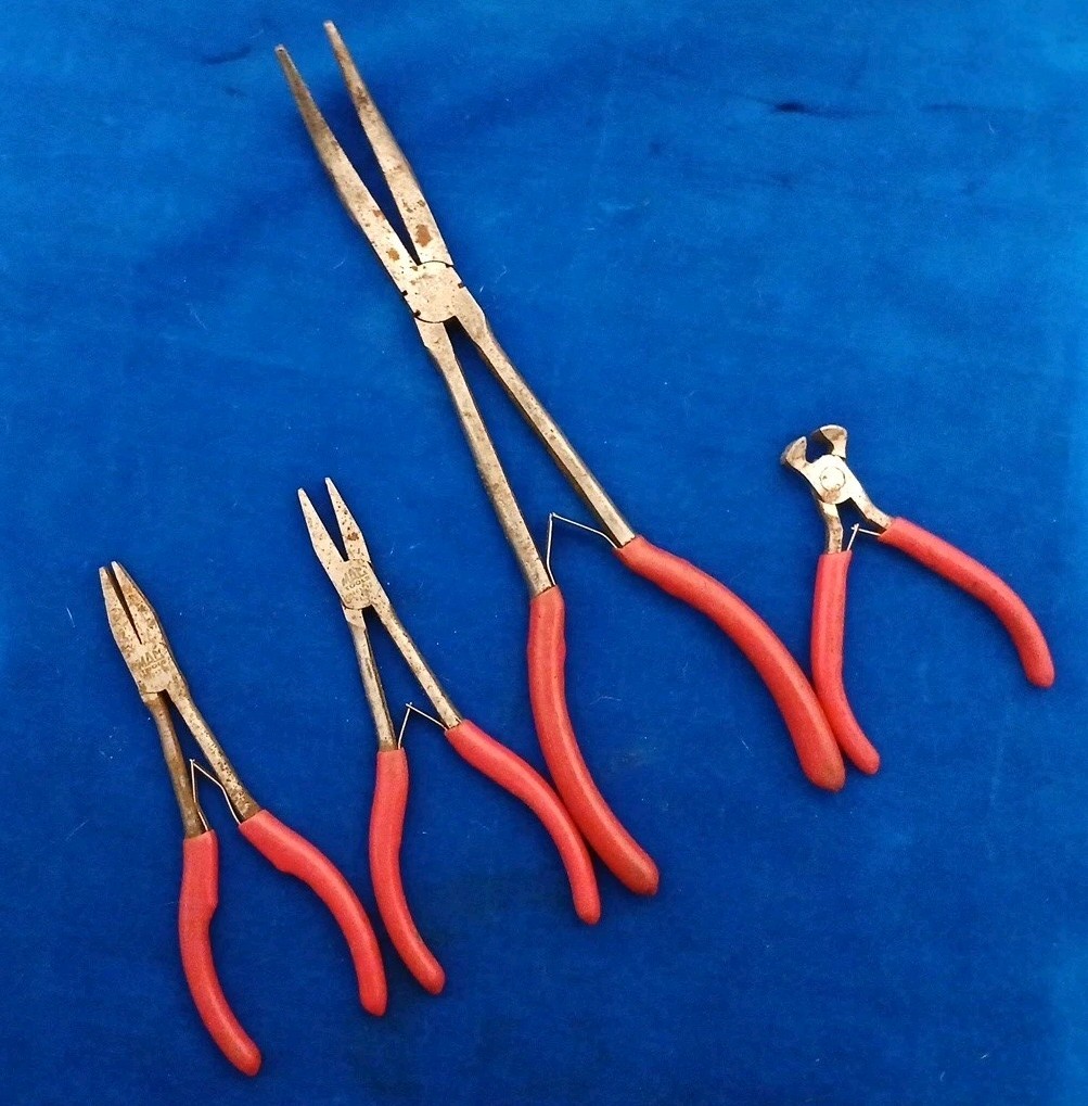 MAC TOOLS Lot of 4 Pliers Short Long Needle Nose Cutting Orange Handle