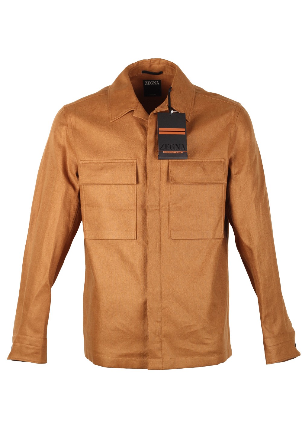 ZEGNA Oasi Lino Brown Overshirt Size 50 IT / 40R U.S.  New With Tags