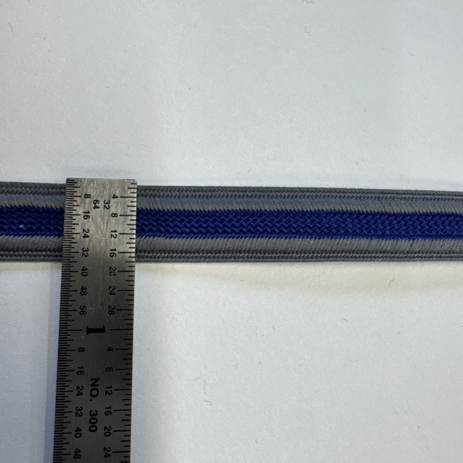 A. H. Rice Braid - 1/2” Royal Blue And Grey Faux Vellum Braid Stripe. 84 Yards