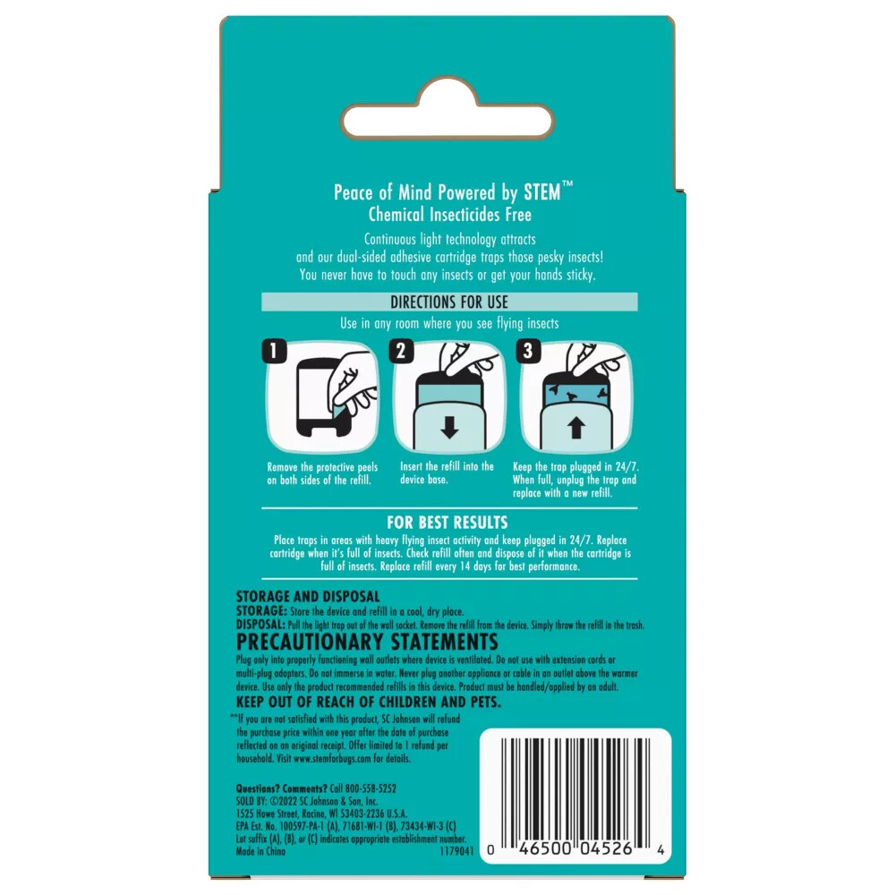 STEM ATTRACTS TRAPS FLYING INSECTS LIGHT TRAP REFILLS 2-PACK REFILL CARTRIDGES