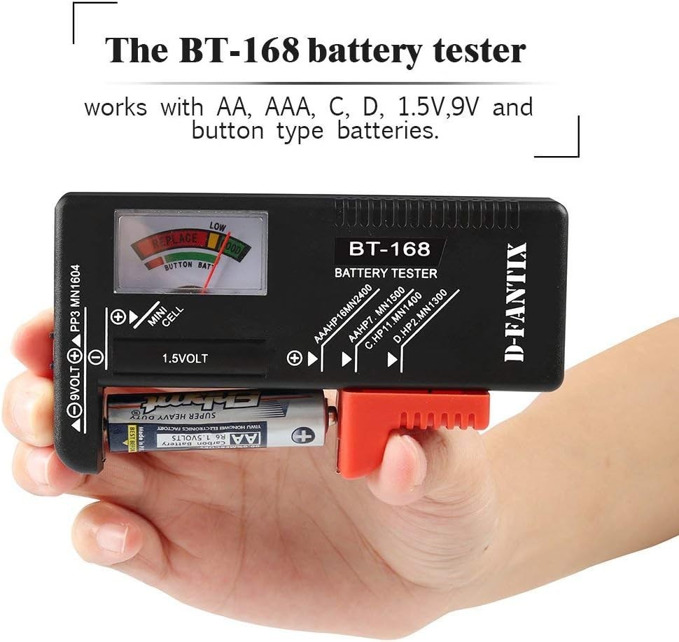 Compact Battery Tester with Analog Display for Household Batteries - BT-168