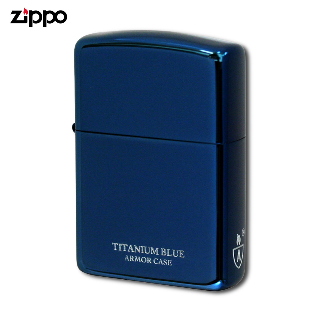 Zippo Armor Titanium Blue Lighter 16-BLTT – Blue Titanium Coated Armor Case Wind