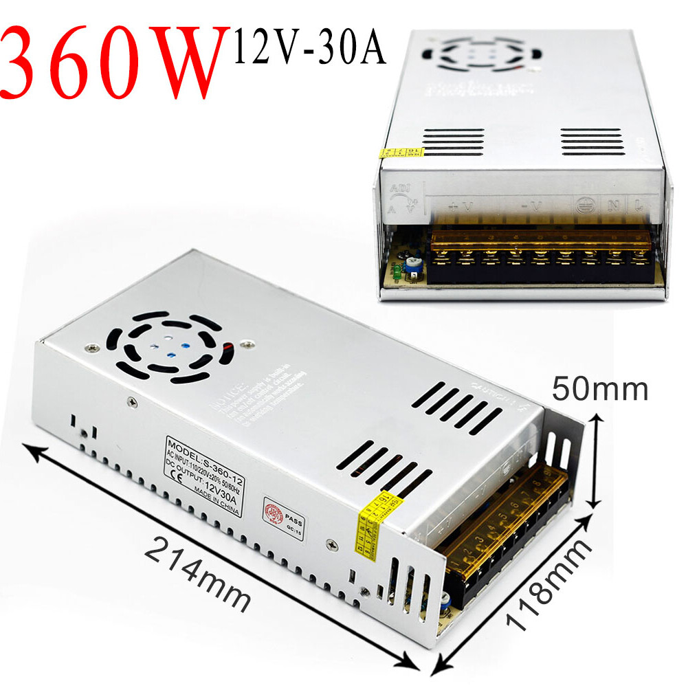 360W 12V 30A / 15A Transformer Power Supply Driver Switch for LED Strip Light