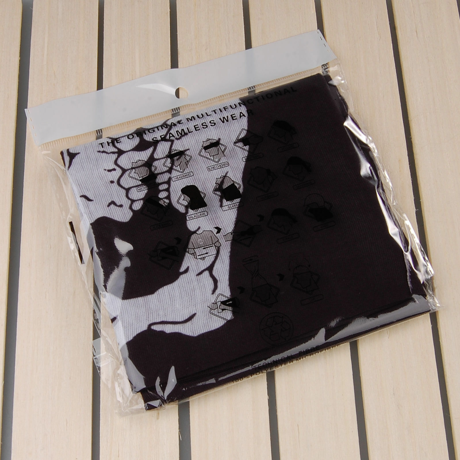 5 pack Black Microfiber Seamless Skull Face Mask Balaclava Tube 7+ functions