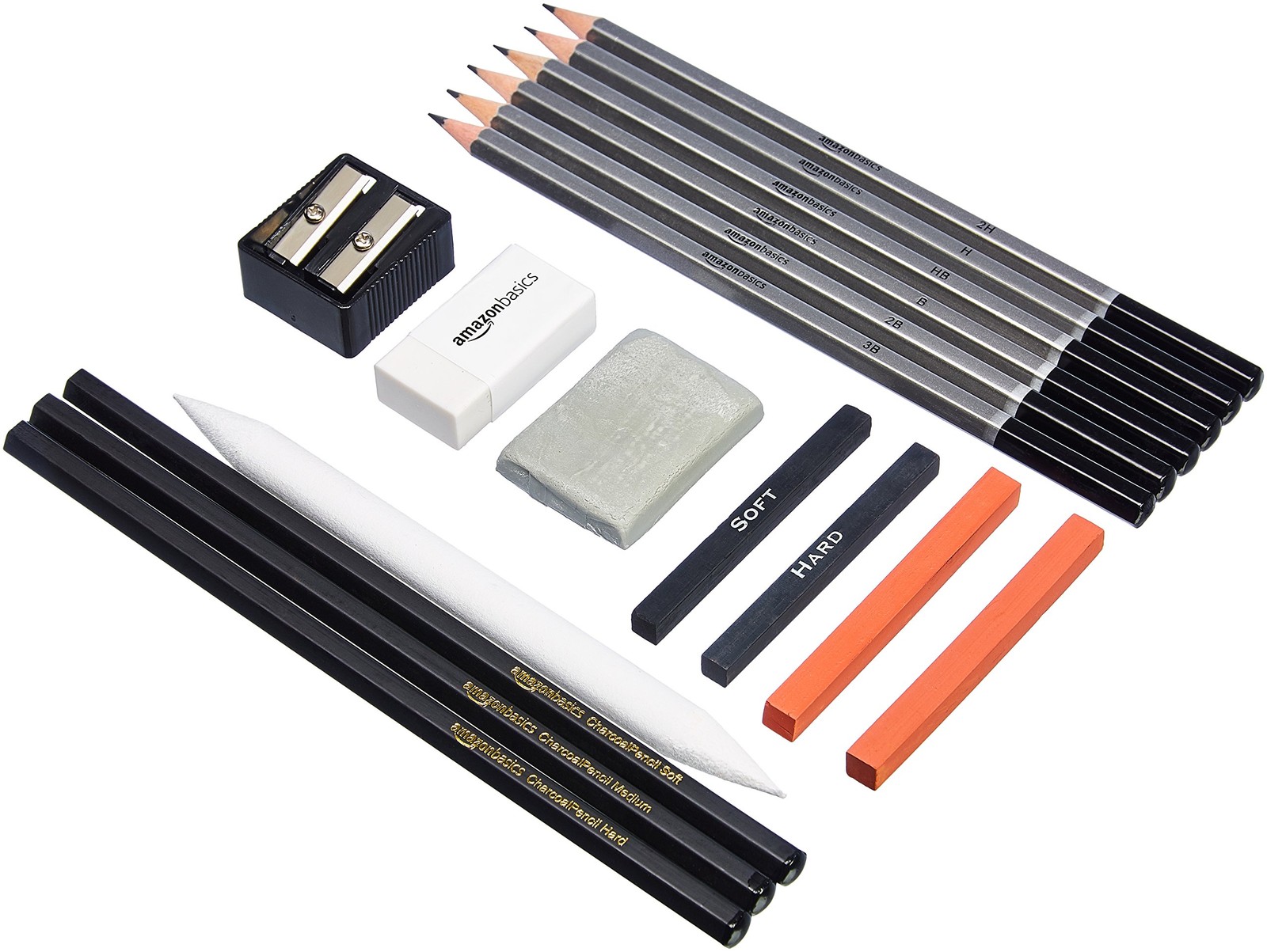 Amazon Basics Sketching and 17 Count (Pack of 1), Charcoal, Black, White