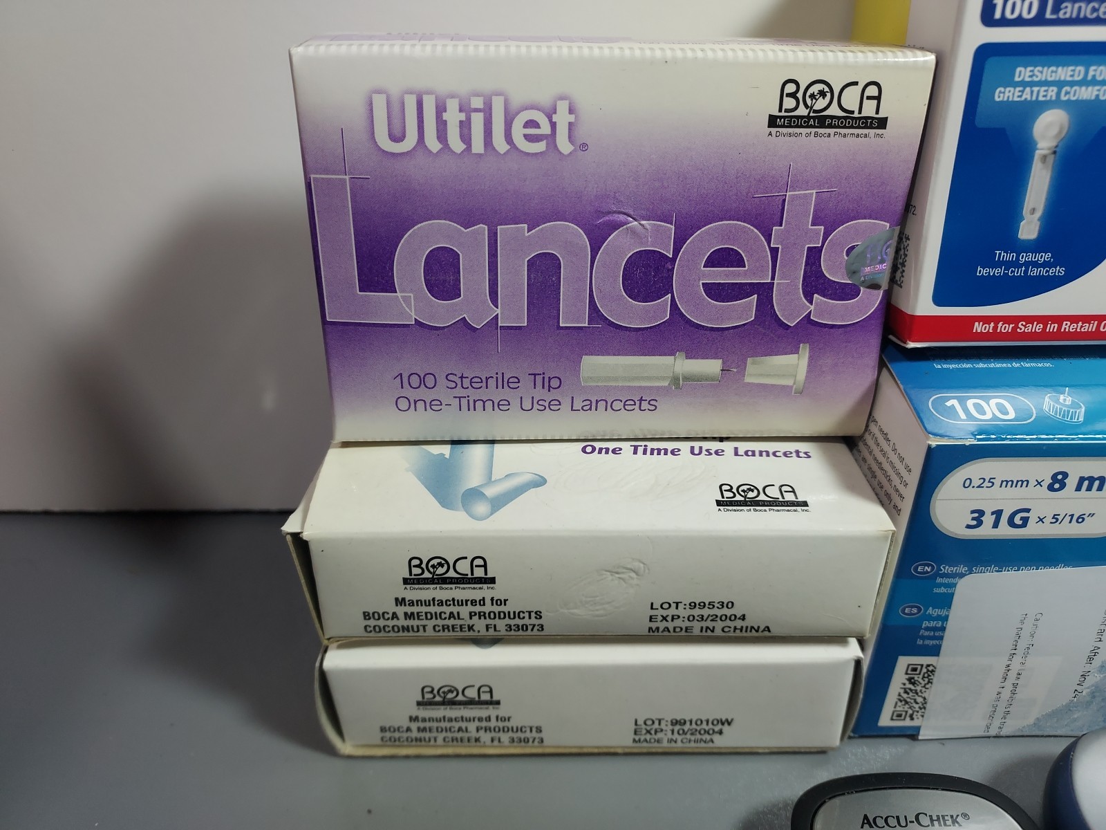 UNTESTED Accu-chec & Freestyle Testing Device w Lancets Diabetic Test Strip Lot