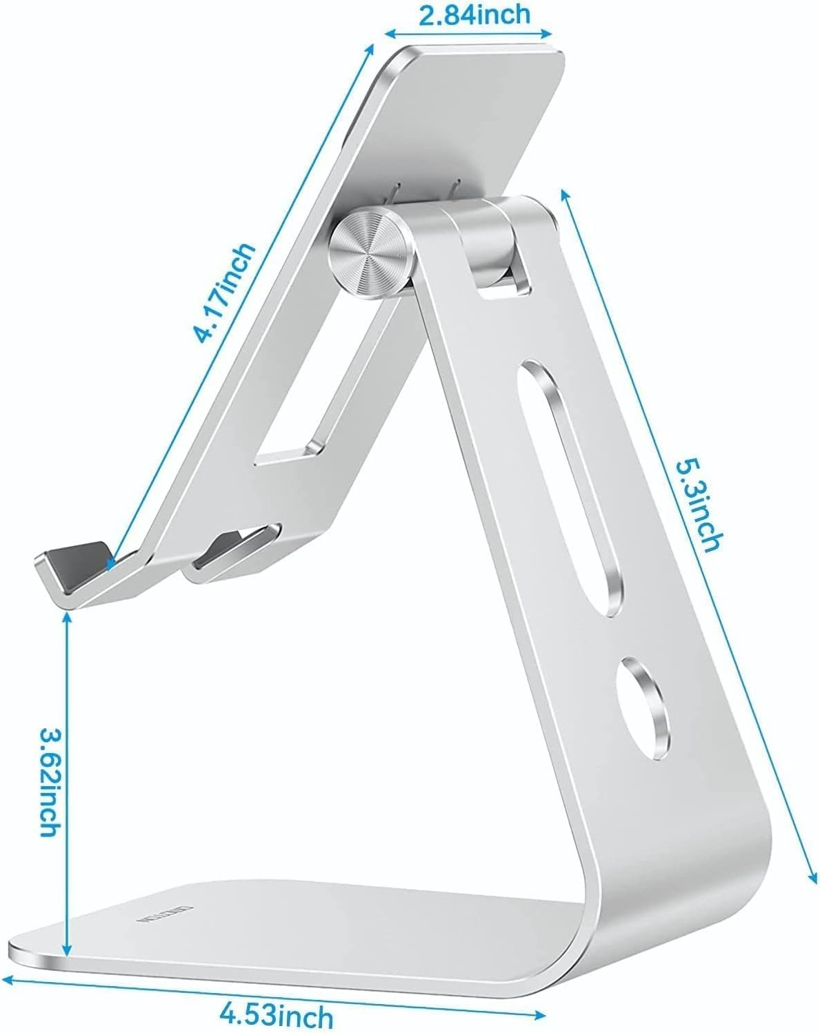 Adjustable Tablet Stand for Desk with Hollow Design & Enhanced Stability, Silver