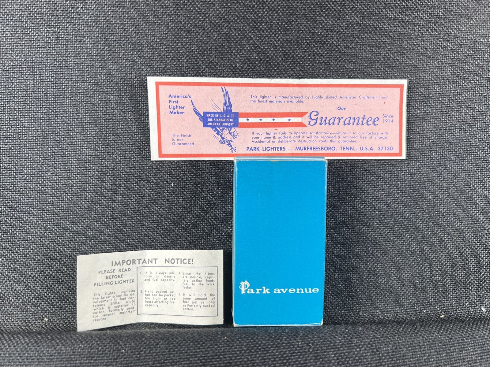 Park Avenue 43 Lighter Box with Guarantee & Instructions (only box)