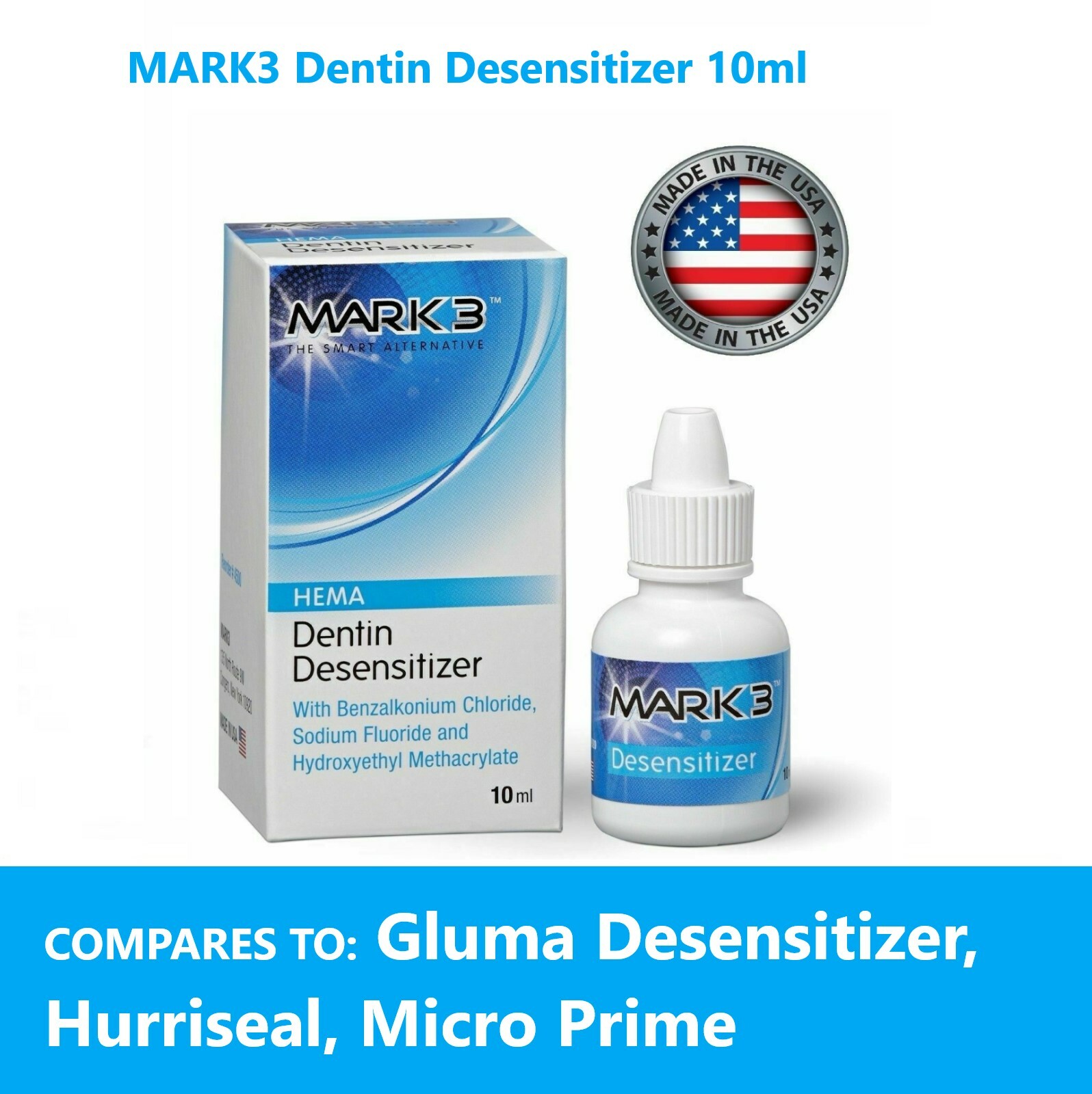 MARK3 Dental Dentin Desensitizer NO Glutaraldehyde 10mL Bottle MFG#: 4500