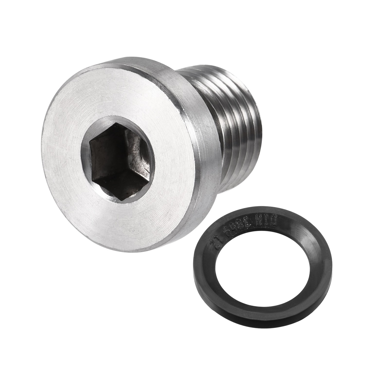 Stainless Steel Inner Hex Head M12 x 1.25 Pipe Fitting Plug Seal Ring