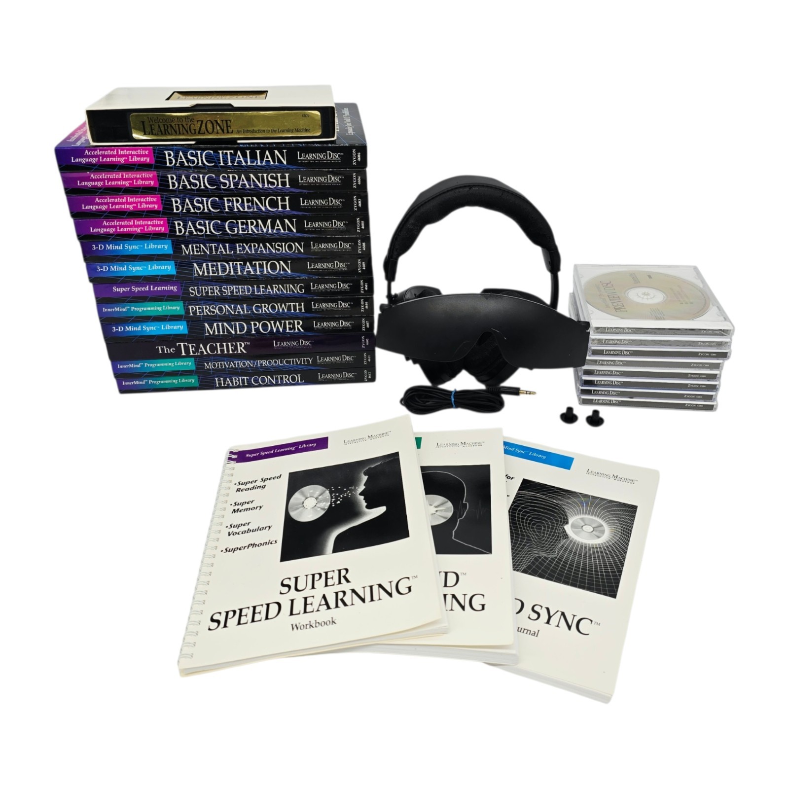 Vintage 1994 Zygon Learning Machine Headset Light Shield CDs Books Untested