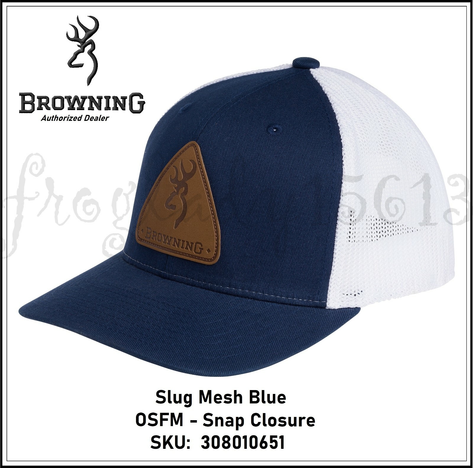 BROWNING Slug Mesh - Blue Hat Cap - SKU 308010651 - OSFM - Authorized Dealer